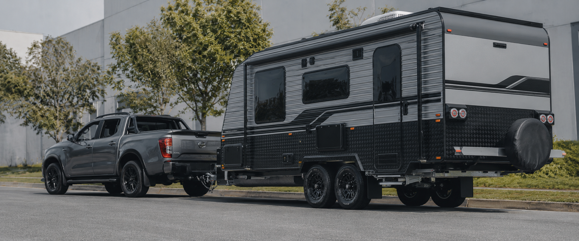 Ute towing a trailer